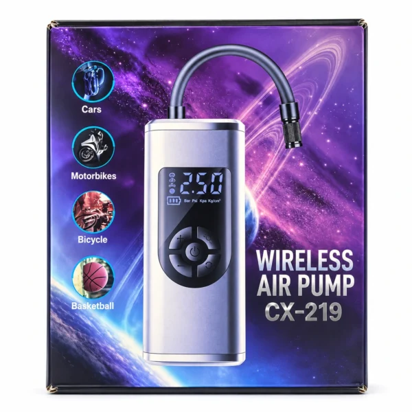 Portable wireless air pump with a digital display