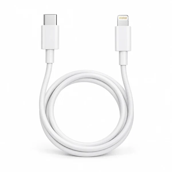 White EZRA USB-C to Lightning charging cable