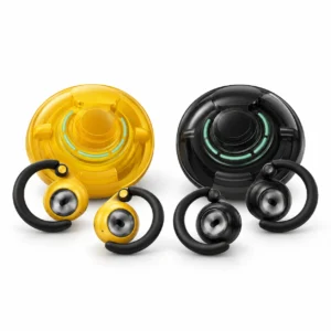 EZRA EZ-056 open-ear wireless earbuds in yellow and black