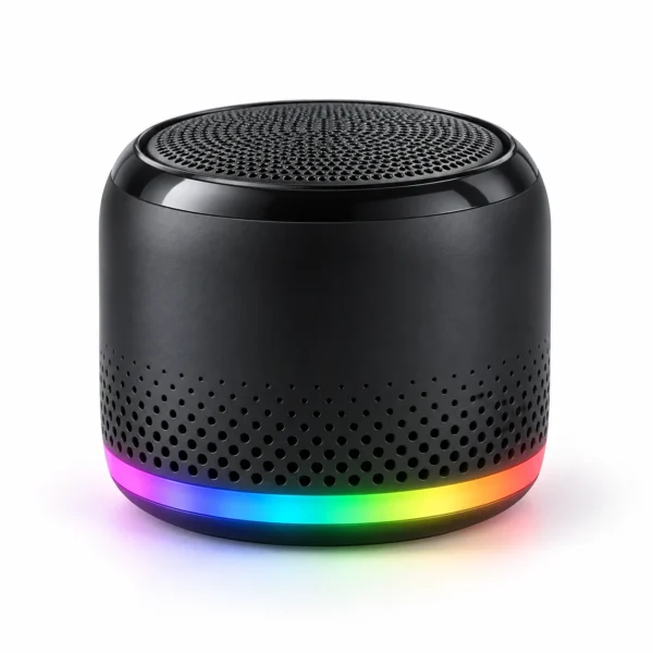 Black EZRA wireless speaker with RGB light ring