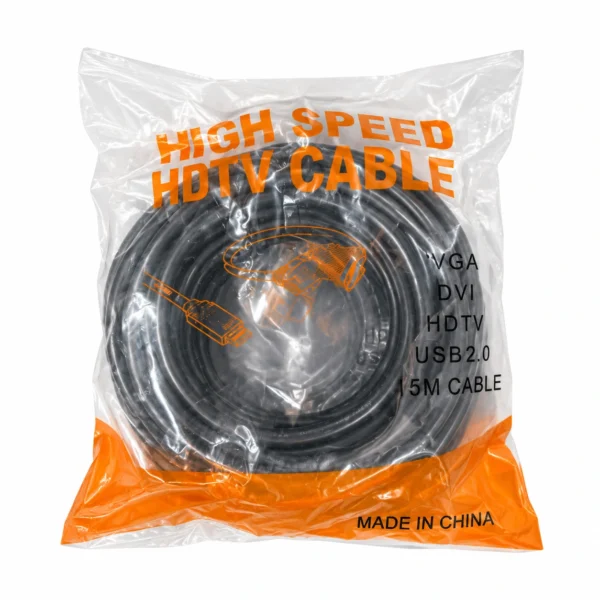 Black 5m HDTV cable in retail packaging