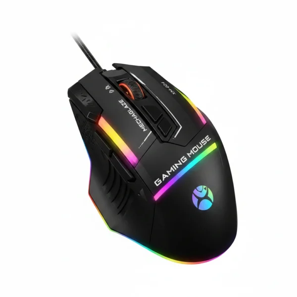 Mechaglaze wired gaming mouse with RGB lighting
